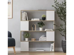 Separador de ambientes blanco/roble 100x24x124.5 eneos