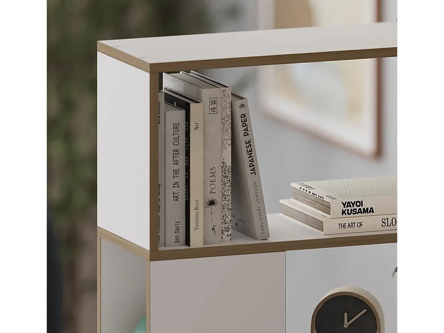 Separador de ambientes blanco/roble 100x24x124.5 eneos