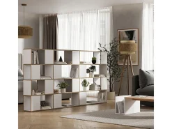 Separador de ambientes blanco/roble 60x24x124.5 eneos