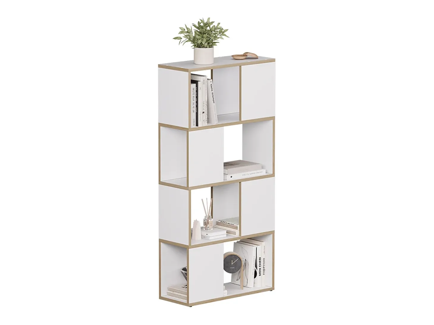 Separador de ambientes blanco/roble 60x24x124.5 eneos