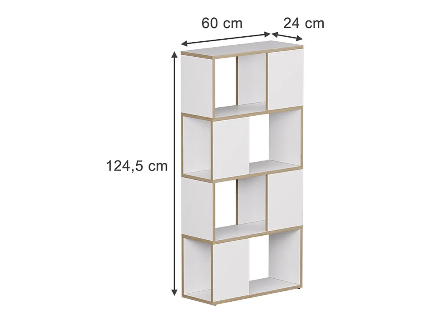 Separador de ambientes blanco/roble 60x24x124.5 eneos