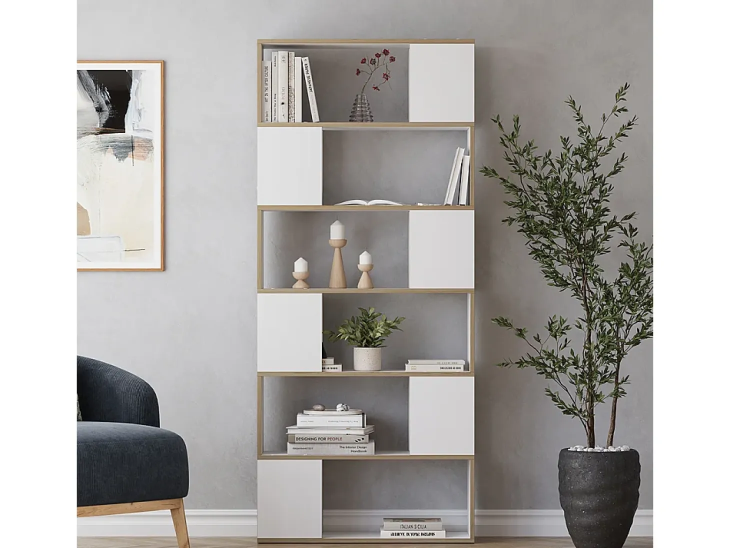 Separador de ambientes blanco/roble 80x24x186 eneos