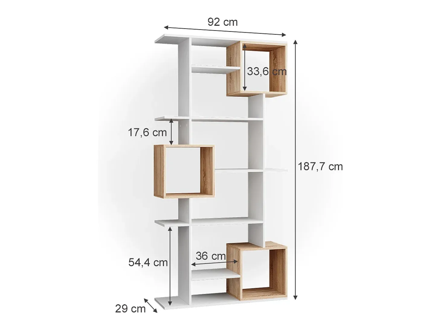 Separador de ambientes blanco/sonoma 92x29x187.7 cube