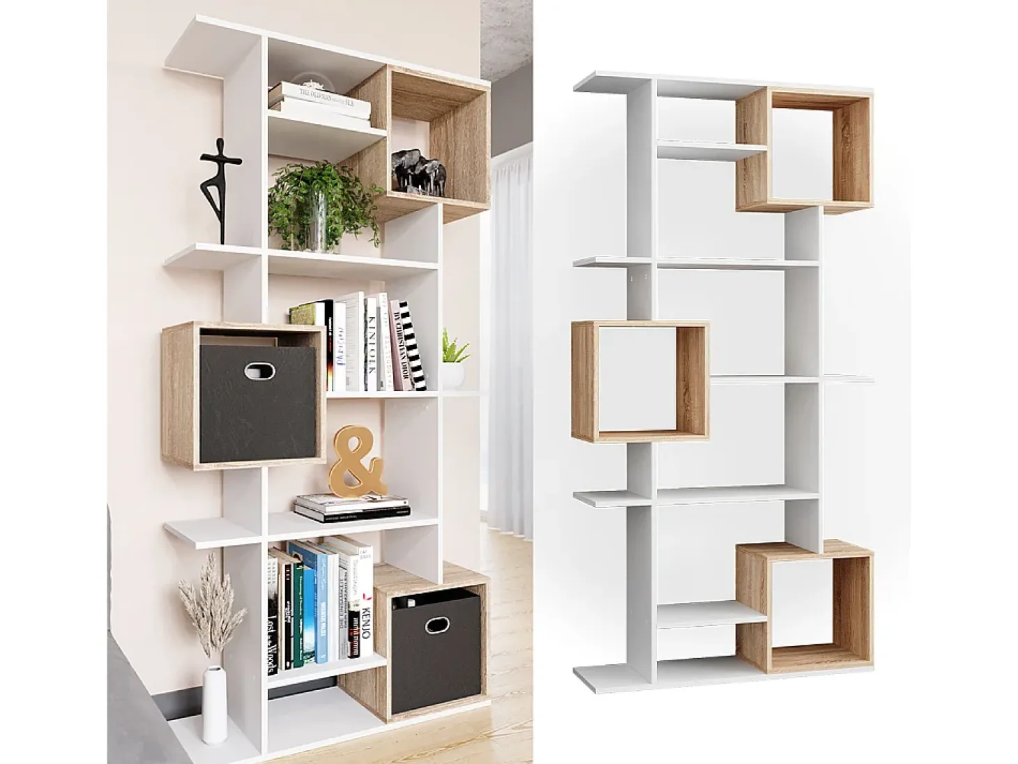 Separador de ambientes blanco/sonoma 92x29x187.7 cube