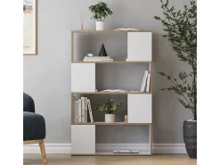 Separador de ambientes blanco/roble 80x24x124.5 eneos