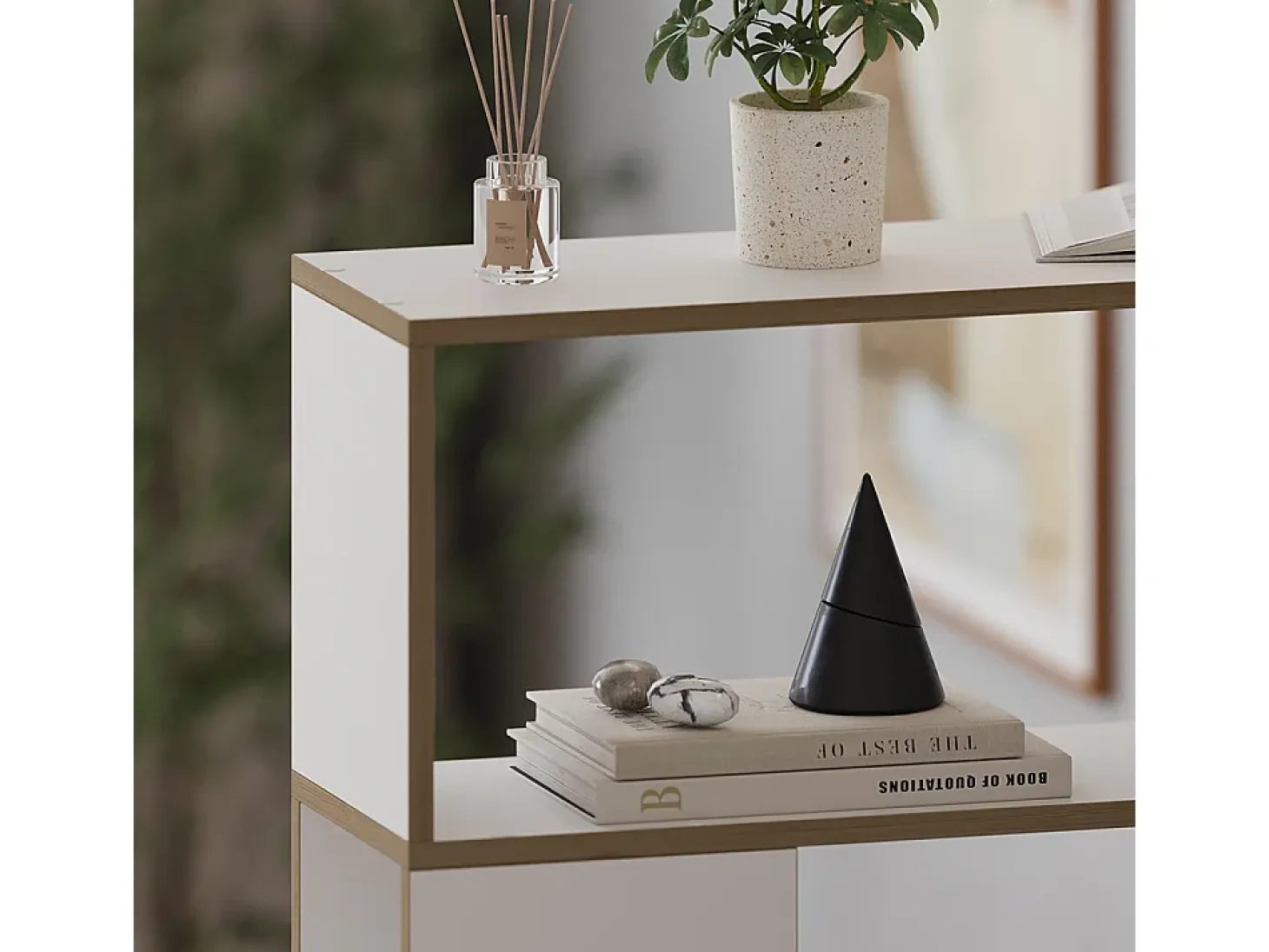 Separador de ambientes blanco/roble 80x24x124.5 eneos