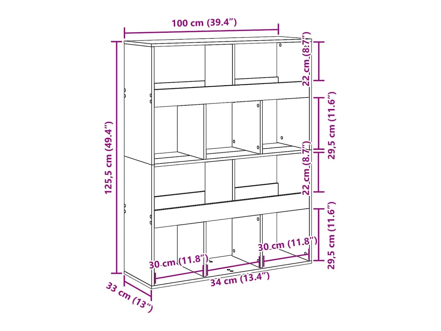 Separador de ambientes madera gris Sonoma 100x33x125,5 cm