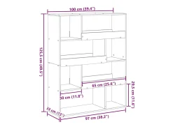 Separador de ambientes madera ingeniería negro 100x33x125,5 cm