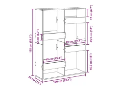 Separador de ambientes madera envejecida 100x33x135 cm