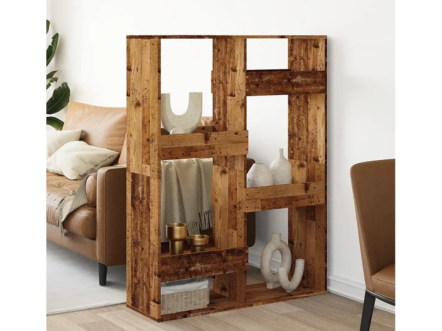 Separador de ambientes madera envejecida 100x33x135 cm