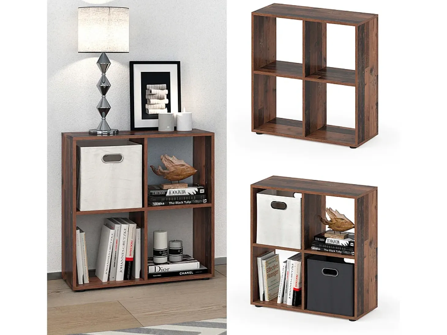Separador de ambientes madera antigua 72.6x29x72 tetra