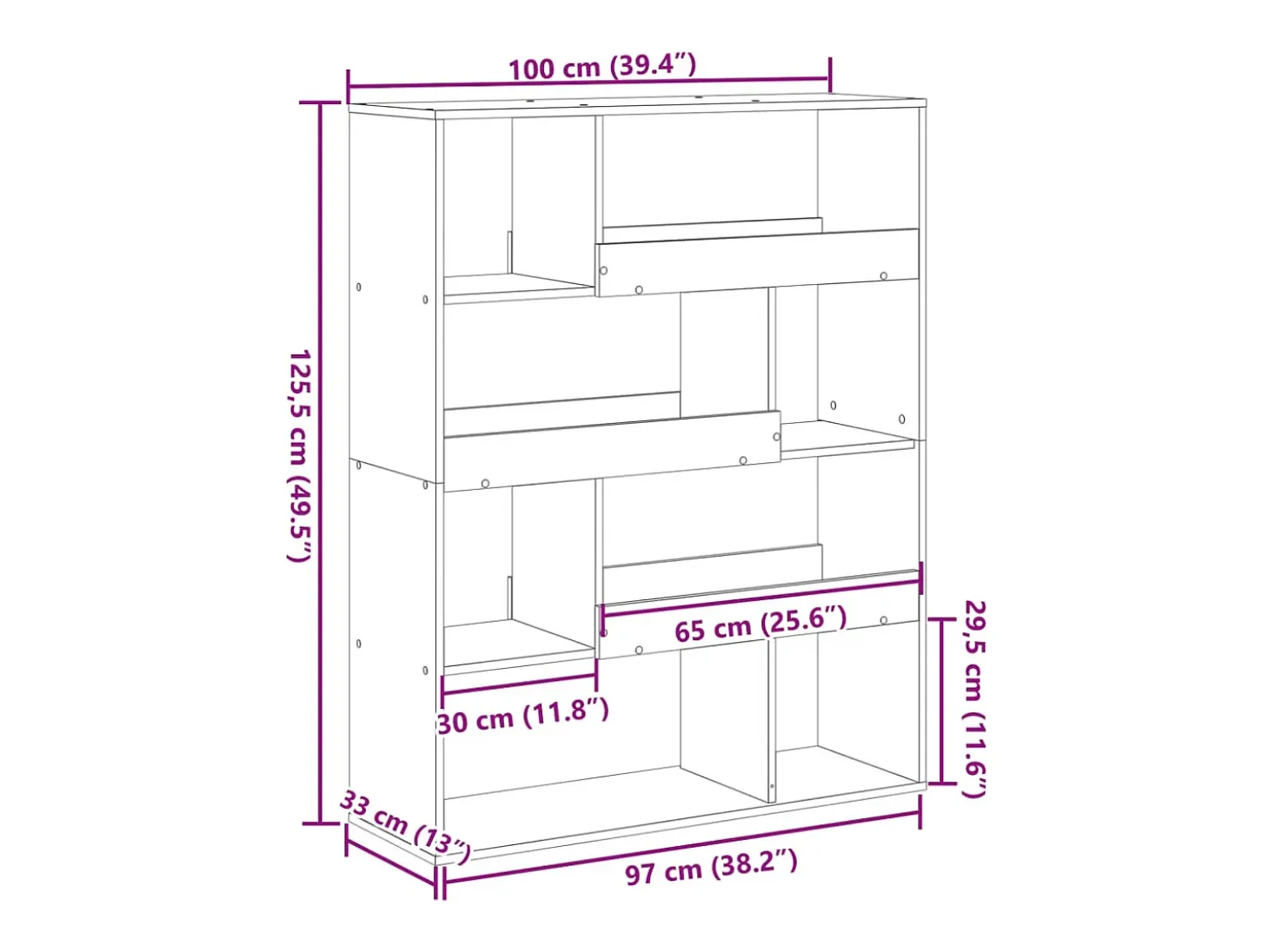 Separador de ambientes madera gris hormigón 100x33x125,5 cm