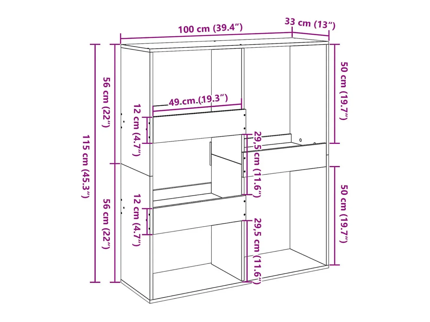 Separador de ambientes madera envejecida 100x33x115 cm
