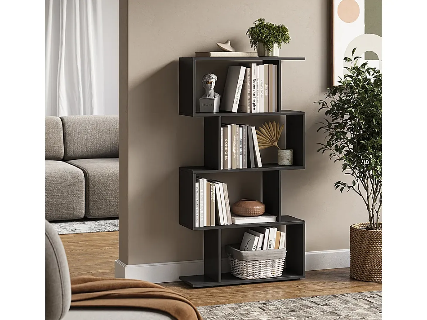 Separador de ambientes negro 70x23.8x132.1 levio