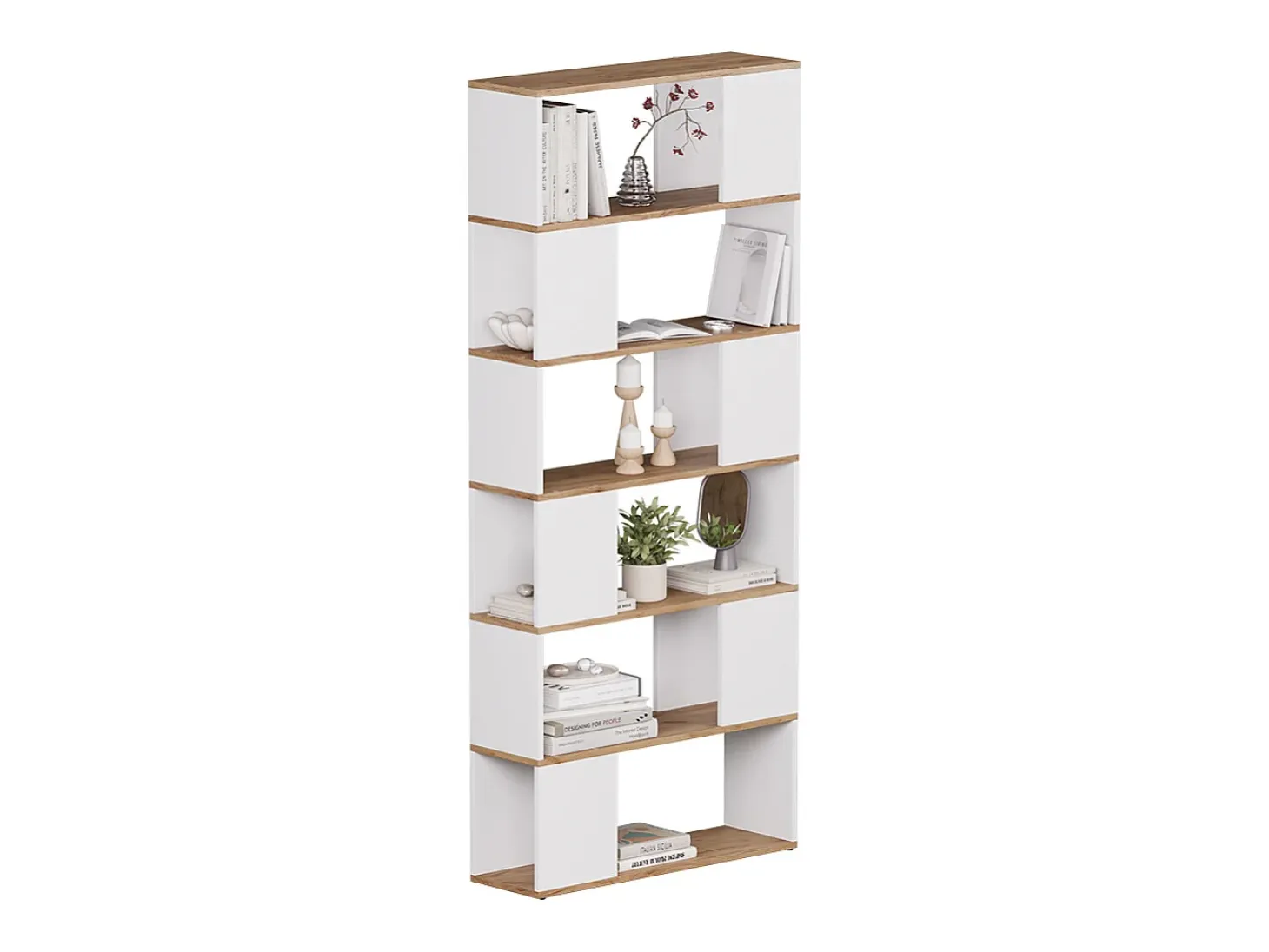 Separador de ambientes roble blanco/dorado 80x24x186 eneos