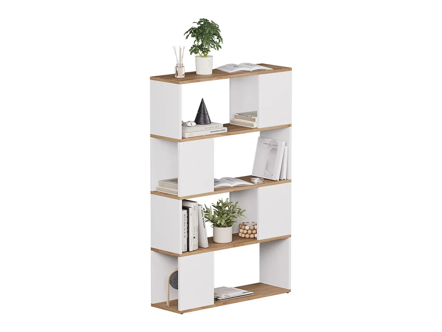 Separador de ambientes roble blanco/dorado 80x24x124.5 eneos