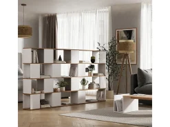 Separador de ambientes roble blanco/dorado 80x24x124.5 eneos