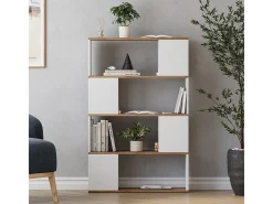 Separador de ambientes roble blanco/dorado 80x24x124.5 eneos