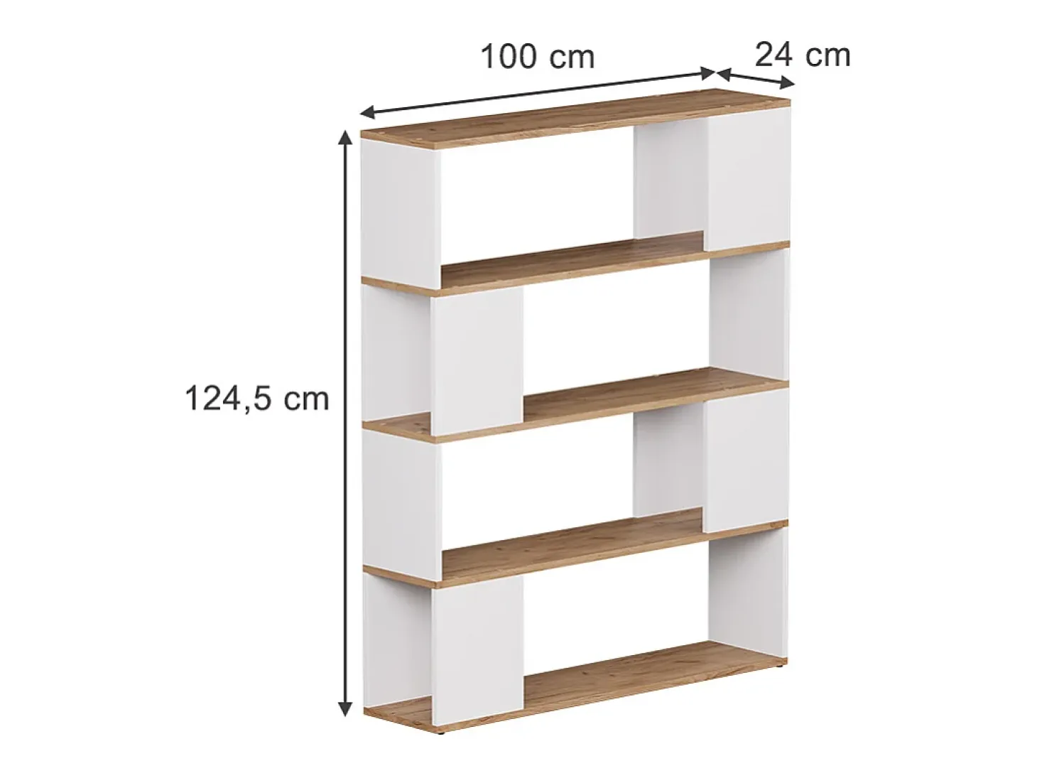 Separador de ambientes roble blanco/dorado 100x24x124.5 eneos