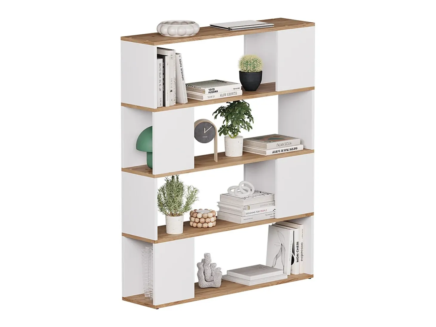 Separador de ambientes roble blanco/dorado 100x24x124.5 eneos