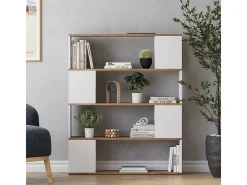 Separador de ambientes roble blanco/dorado 100x24x124.5 eneos