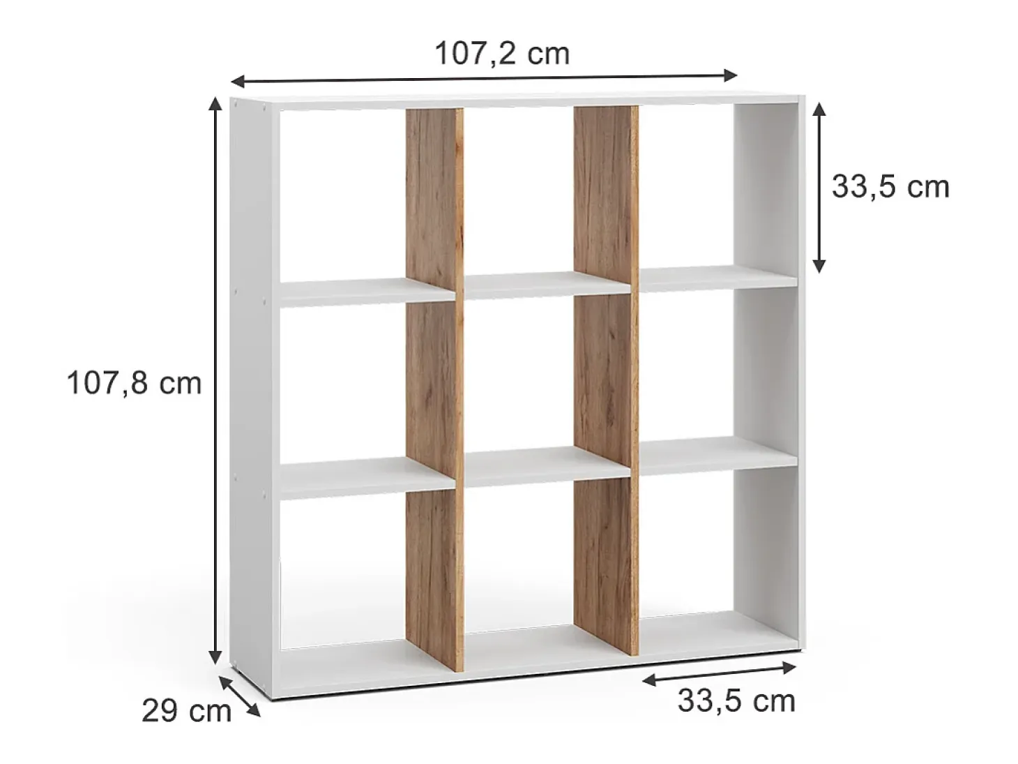 Separador de ambientes roble blanco/dorado 107.2x29x107.8 nove