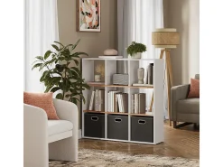 Separador de ambientes roble blanco/dorado 107.2x29x107.8 nove