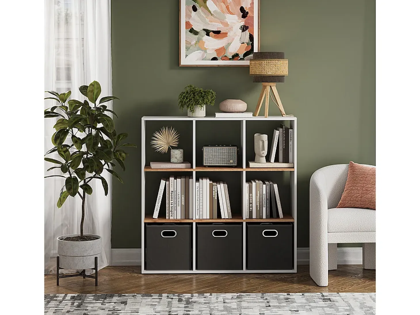 Separador de ambientes roble blanco/dorado 107.2x29x107.8 nove