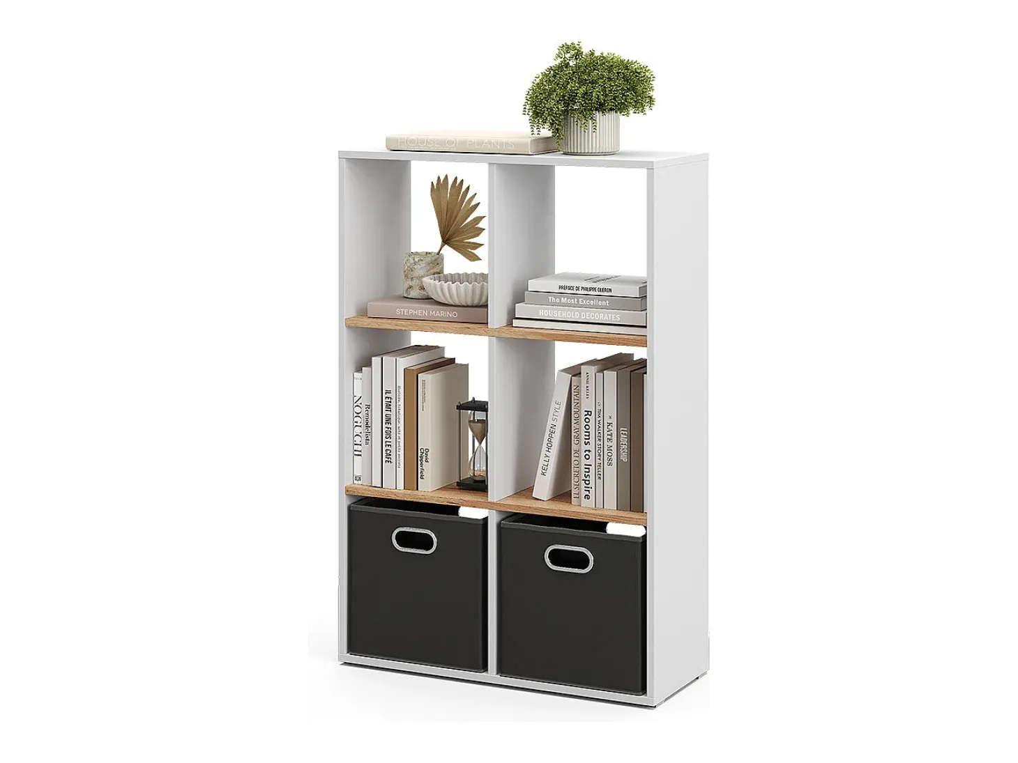 Separador de ambientes roble blanco/dorado 72x29x107.8 karree