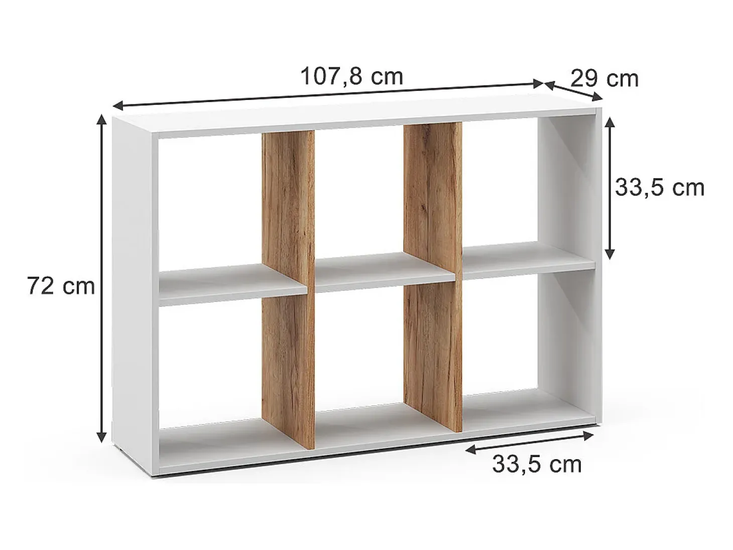 Separador de ambientes roble blanco/dorado 72x29x107.8 karree