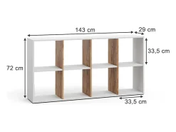 Separador de ambientes roble blanco/dorado 143x29x72 scutum