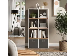 Separador de ambientes roble blanco/dorado 143x29x72 scutum