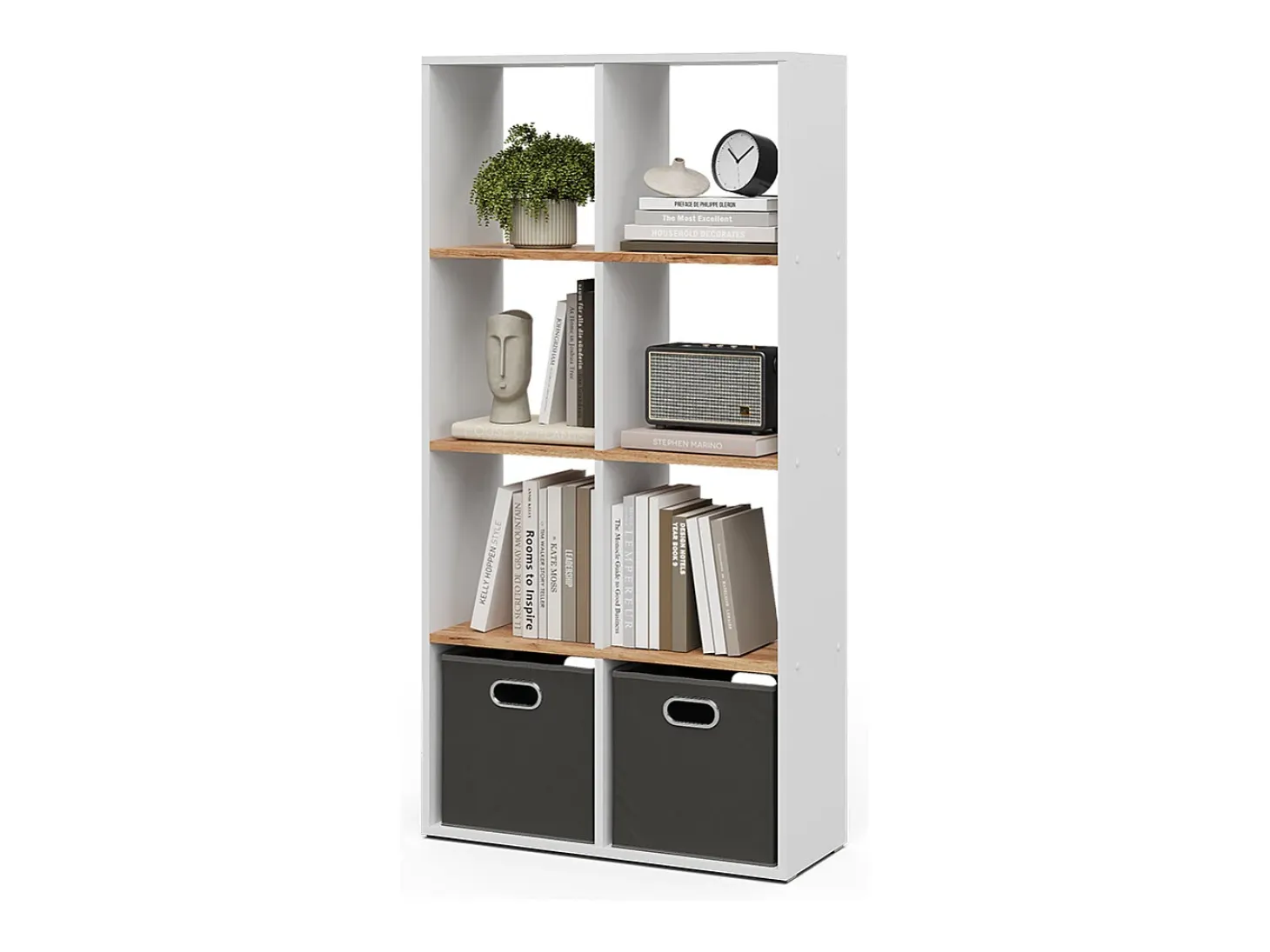 Separador de ambientes roble blanco/dorado 143x29x72 scutum