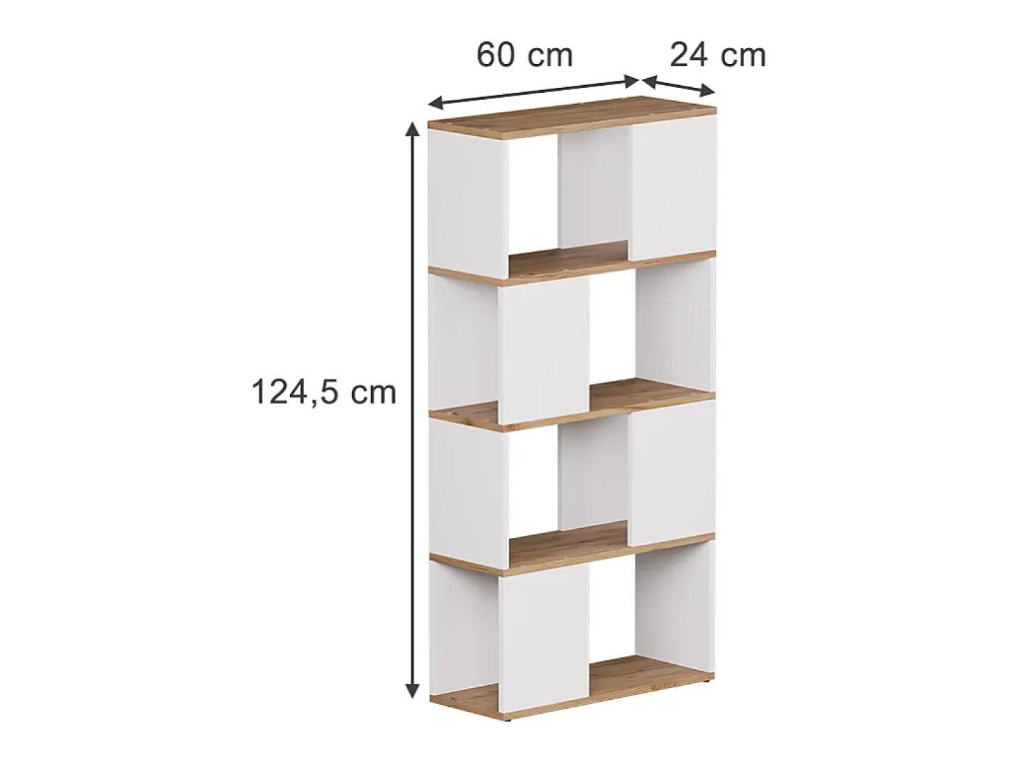 Separador de ambientes roble blanco/dorado 60x24x124.5 eneos
