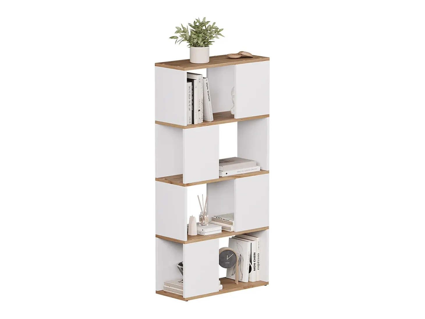 Separador de ambientes roble blanco/dorado 60x24x124.5 eneos