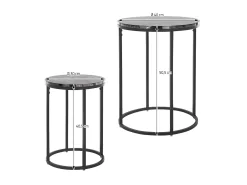 Set 2 mesas auxiliares de centro diseño mármol Estructura de metal Ø30 / Ø40 cm