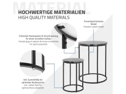 Set 2 mesas auxiliares de centro diseño mármol Estructura de metal Ø30 / Ø40 cm