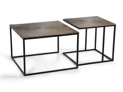 Set 2 mesas de café tapa de bronce y patas de metal