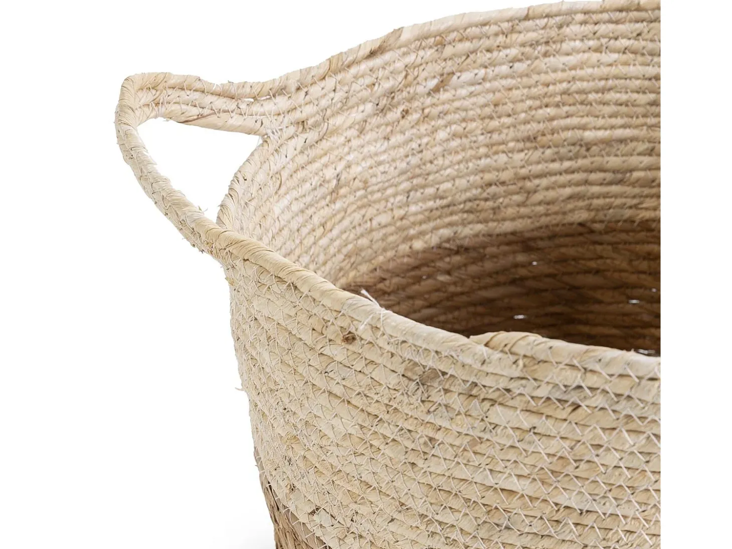 Set de 3 cestas Brais de fibra natural con asas, blanco/natural