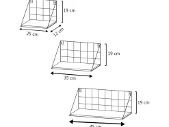 Set de 3 estantes de pared Amede metal negro