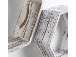 Set de 3 estantes de pared Nuno hexagonales Blanco