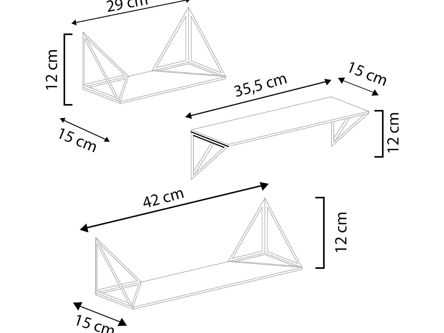 Set de 3 estantes de pared Ceci metal negro