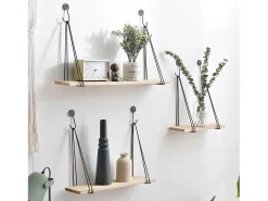 Set de 3 estantes de pared Airas metal negro