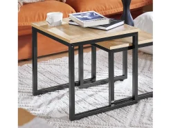 Set de 2 Mesas Auxiliares Mesa Nido de Salón Mesitas de Madera y Metal FBT42-N SoBuy ES