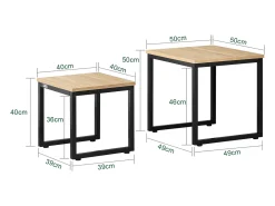 Set de 2 Mesas Auxiliares Mesa Nido de Salón Mesitas de Madera y Metal FBT42-N SoBuy ES