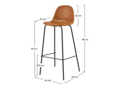 Set de 2 sillas de bar 75 cm en cuero sintético camel - Henrik