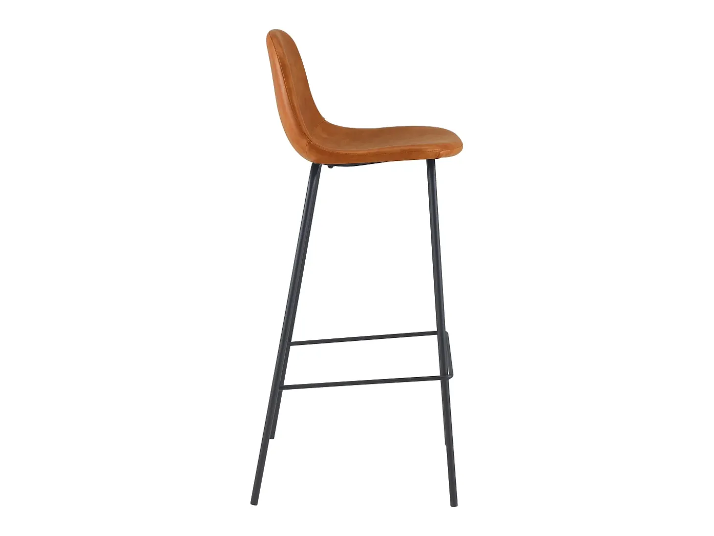 Set de 2 sillas de bar 75 cm en cuero sintético camel - Henrik