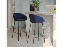 Set de 2 sillas de bar de terciopelo azul 75 cm - Marquise