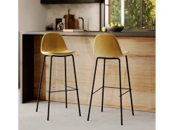 Set de 2 sillas de bar de terciopelo amarillo 75 cm - Henrik