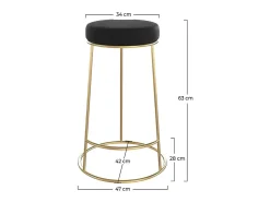 Set de 2 sillas para isla de cocina de terciopelo negro 63 cm - Kendal